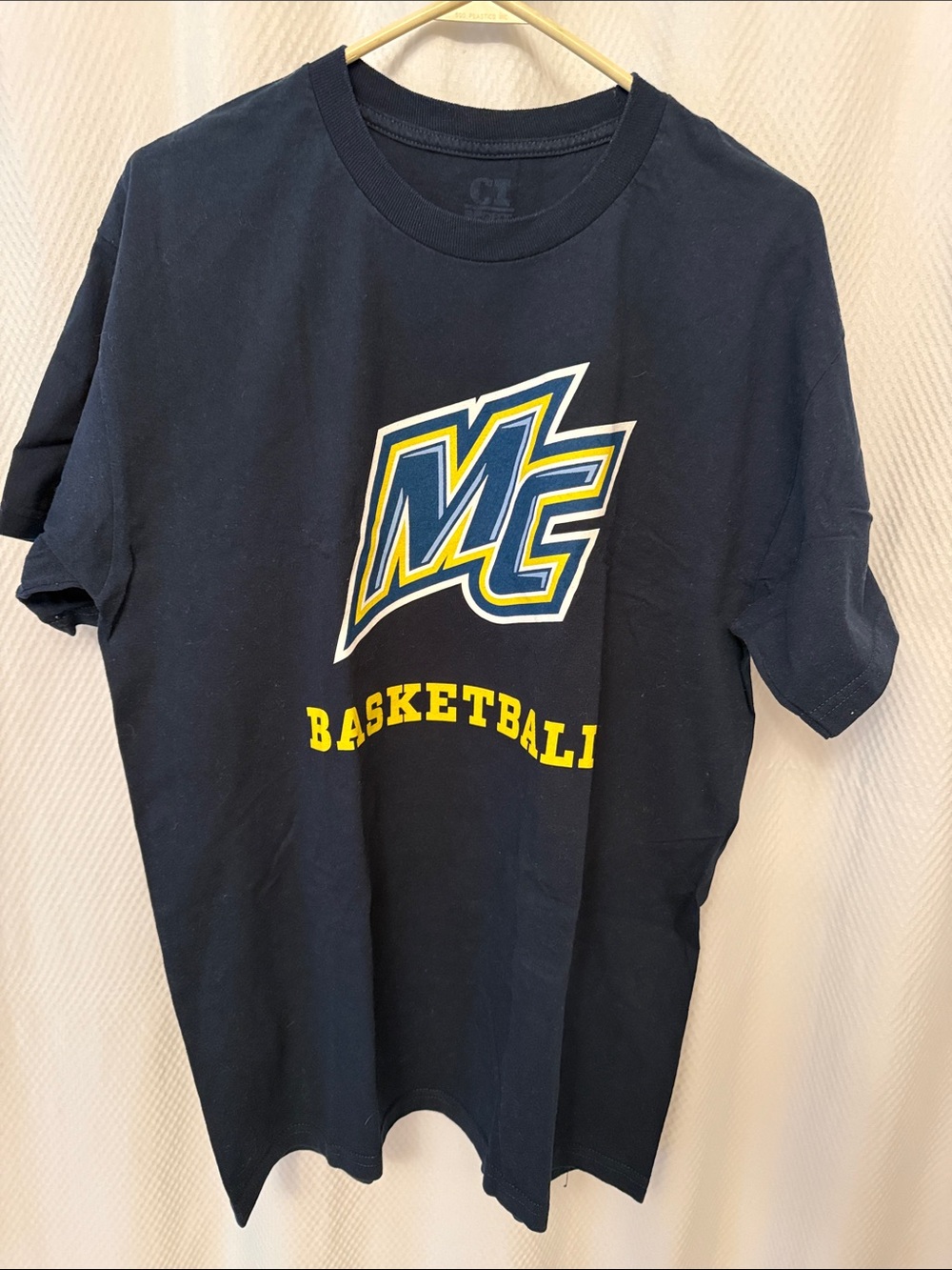 Merrimack College Basketball Short Sleeve Tee - Navy with Yellow Logo